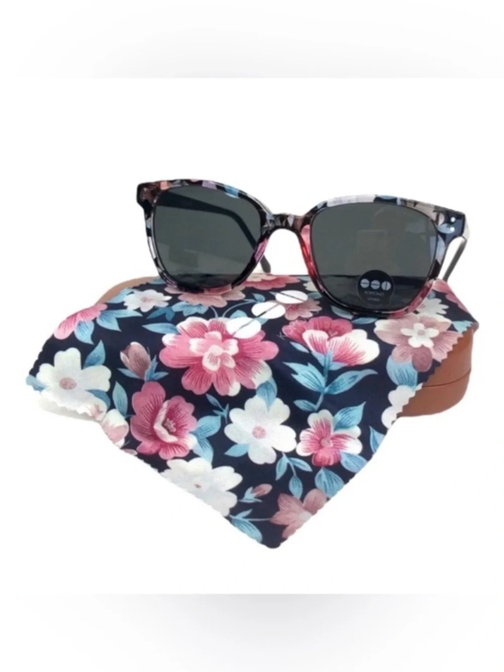 KOMONO Renee Floral Sunglasses Black Pink NEW